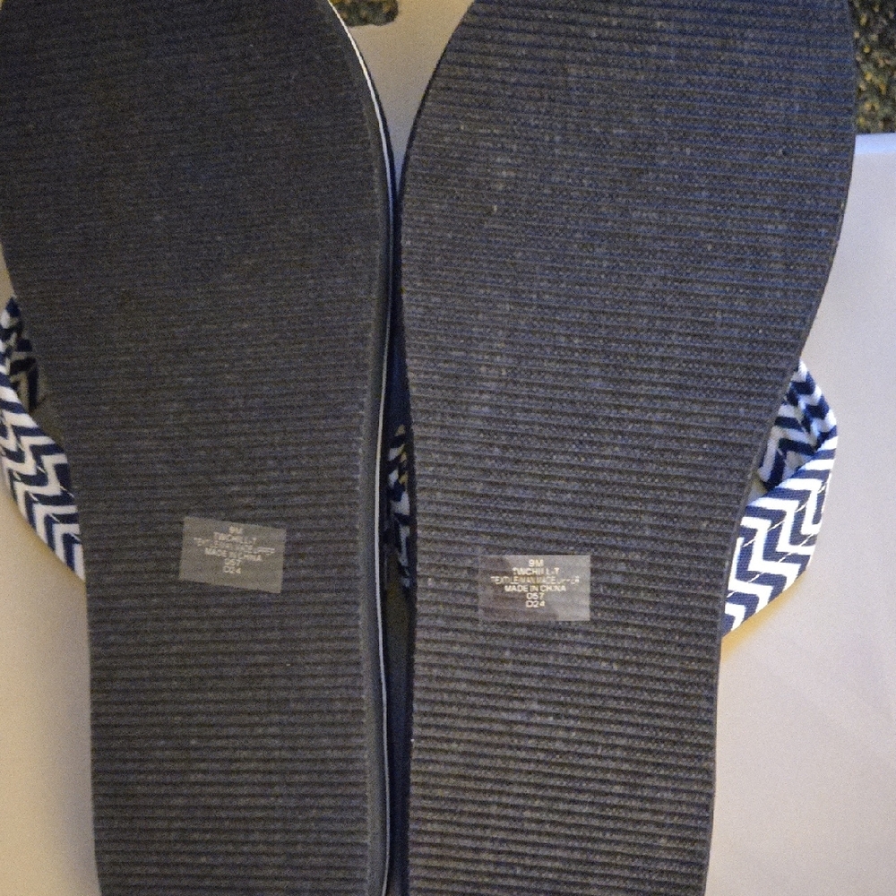 Tommy Hilfiger Navy and White Chevron Sandals - Picture 3 of 4